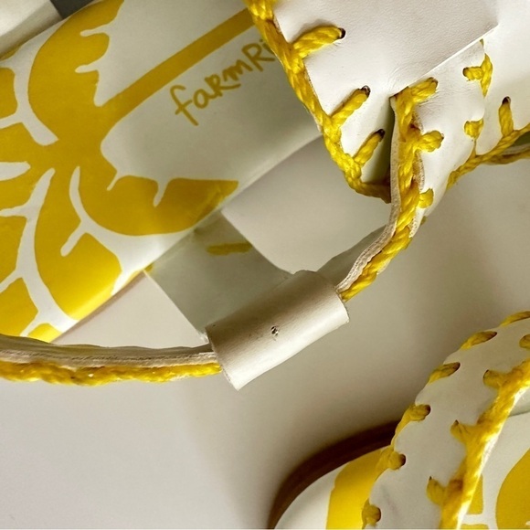 NEW Farm Rio Women's Yellow & White Palm Tree Sandals Whipstitch Vegan sz US 9.5 - Picture 16 of 16